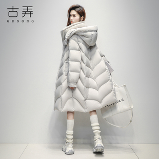 过膝长款鹅绒羽绒服女2025冬季新款高充绒量蓬松时尚保暖加厚外套