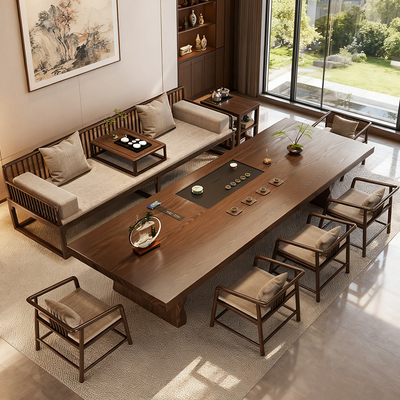 宋代美学实木大板客厅罗汉床茶桌椅组合禅意茶台2026新款高端茶桌