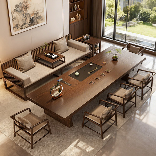 宋代美学实木大板客厅罗汉床茶桌椅组合禅意茶台2026新款高端茶桌
