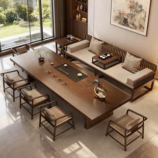 宋代美学实木大板客厅罗汉床茶桌椅组合禅意茶台2026新款 高端茶桌