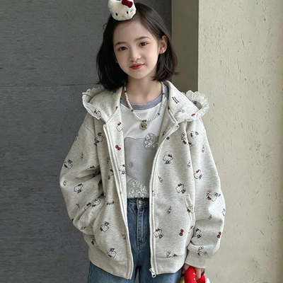 女童连帽外套春秋款新款百搭卫衣