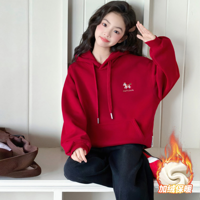 冬季女童棉布韩版印花卫衣年服