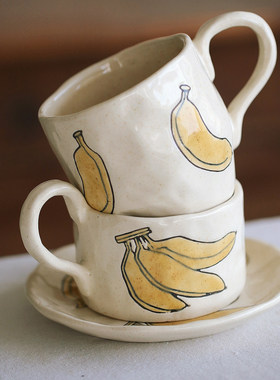 泽滕家陶瓷马克杯新款创意个性可爱手绘可爱咖啡拿铁拉花牛奶杯子