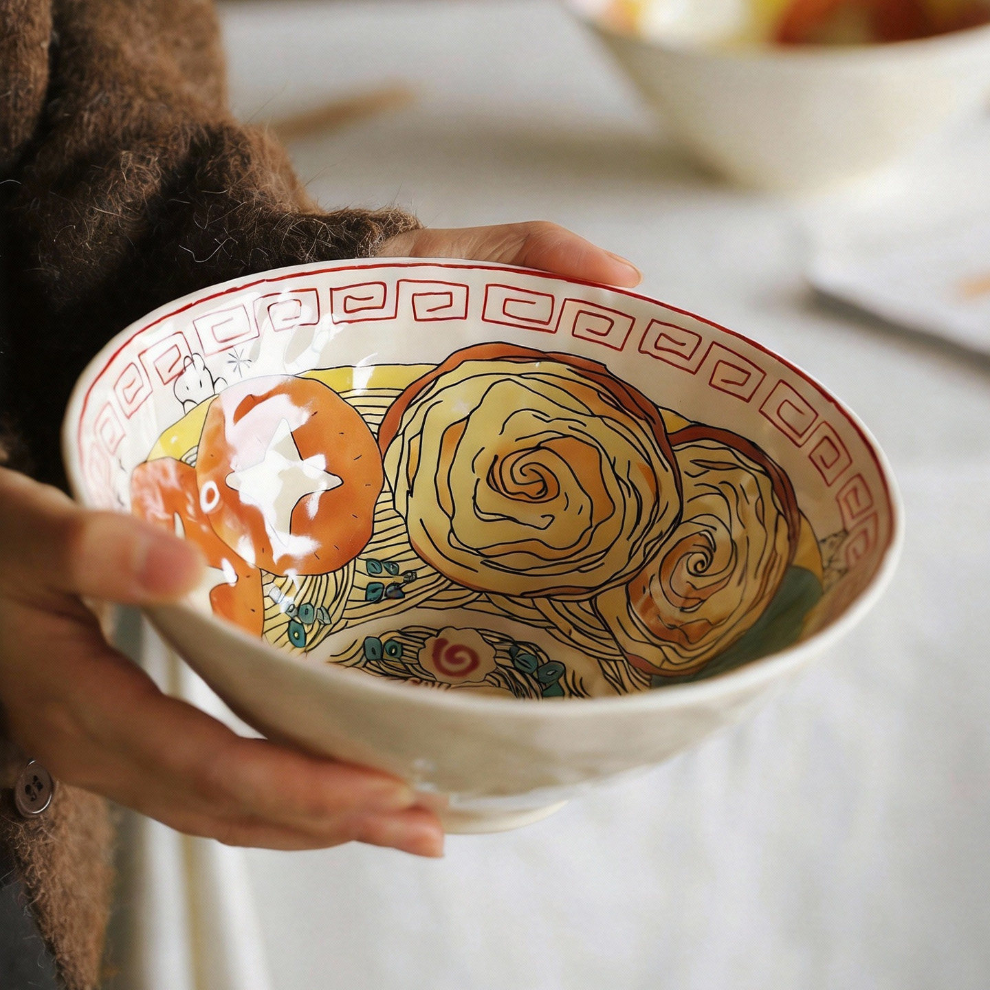 泽滕家锥形斗笠拉面碗情侣款新年喜庆泡螺蛳粉宽口盛汤蔬菜沙拉盆,餐饮具,碗,淘宝优惠券,粉丝福利购,淘宝优惠卷