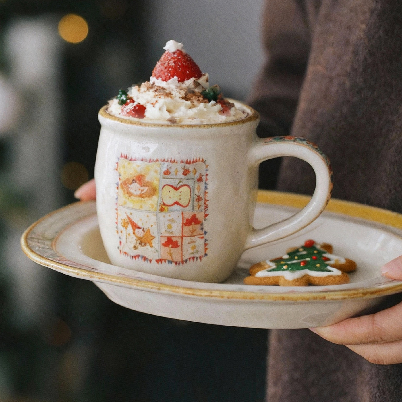 泽滕家高脚杯子咖啡果汁饮料圣诞