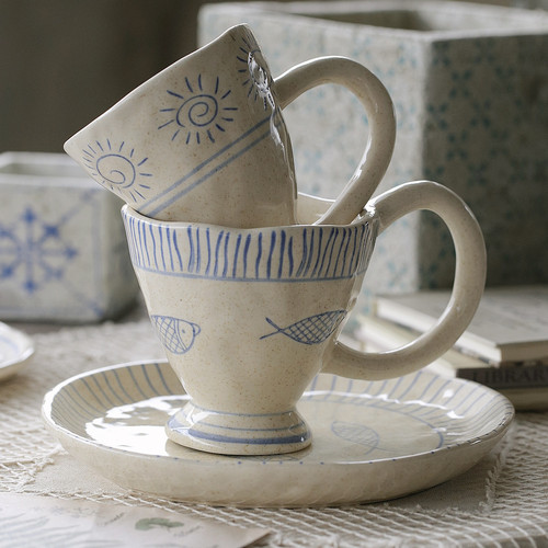 泽滕家陶瓷复古咖啡杯子新款