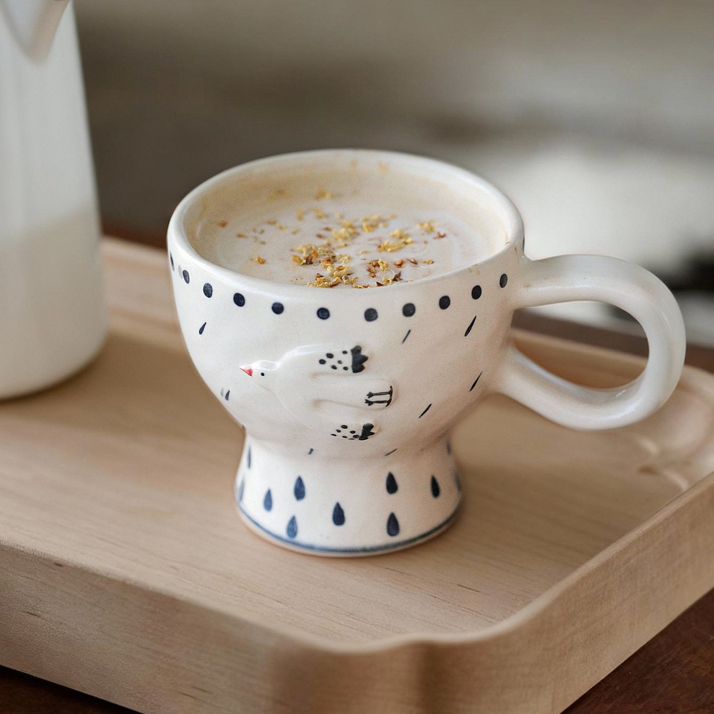 泽滕家高脚马克杯原创浮雕设计