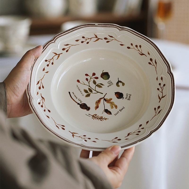 泽滕家深汤盘子陶瓷欧式中古西餐