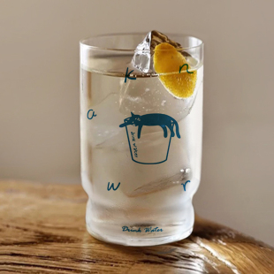 泽滕家玻璃杯原创可爱卡通插画简约咖啡牛奶豆浆早餐水果茶耐高温