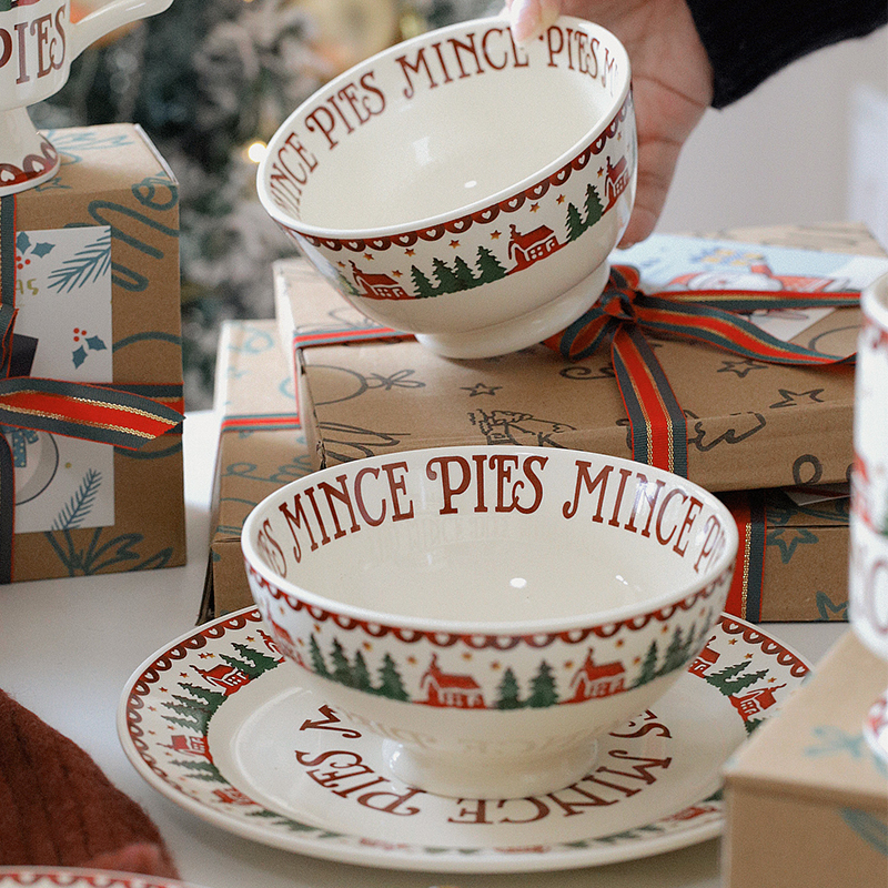 泽滕家圣诞饭碗汤面盘碟子套装
