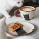 泽滕家咖啡杯碟套装 可爱有趣小众设计款 猫咪插画泡下午茶拿铁拉花