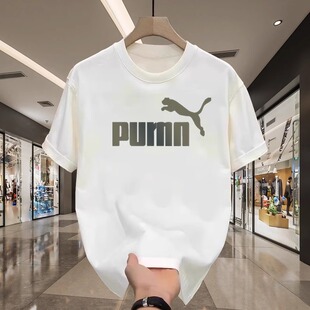 奥莱专柜男士夏季新款100%纯棉短袖t恤休闲宽松情侣半袖白色上衣