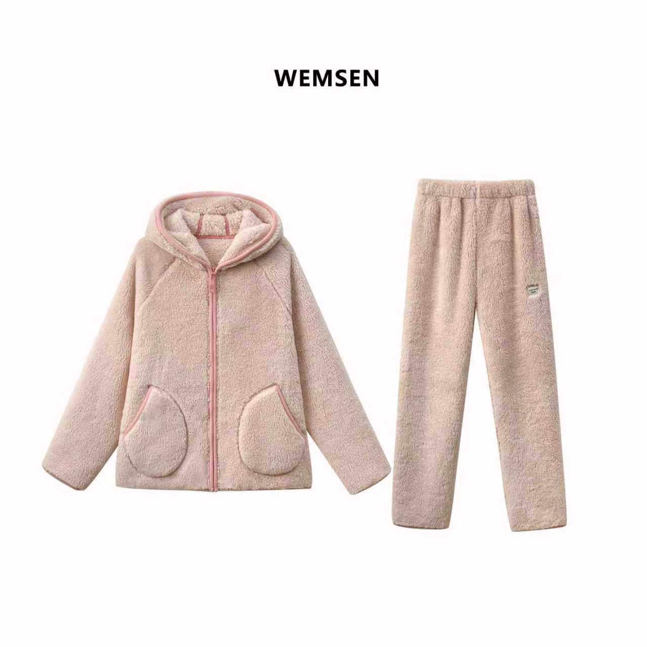 秋冬男女加绒加厚连帽睡衣两件套多色超厚可外穿家居服套装,女士内衣/男士内衣/家居服,睡衣/家居服套装,淘宝优惠券,粉丝福利购,淘宝优惠卷