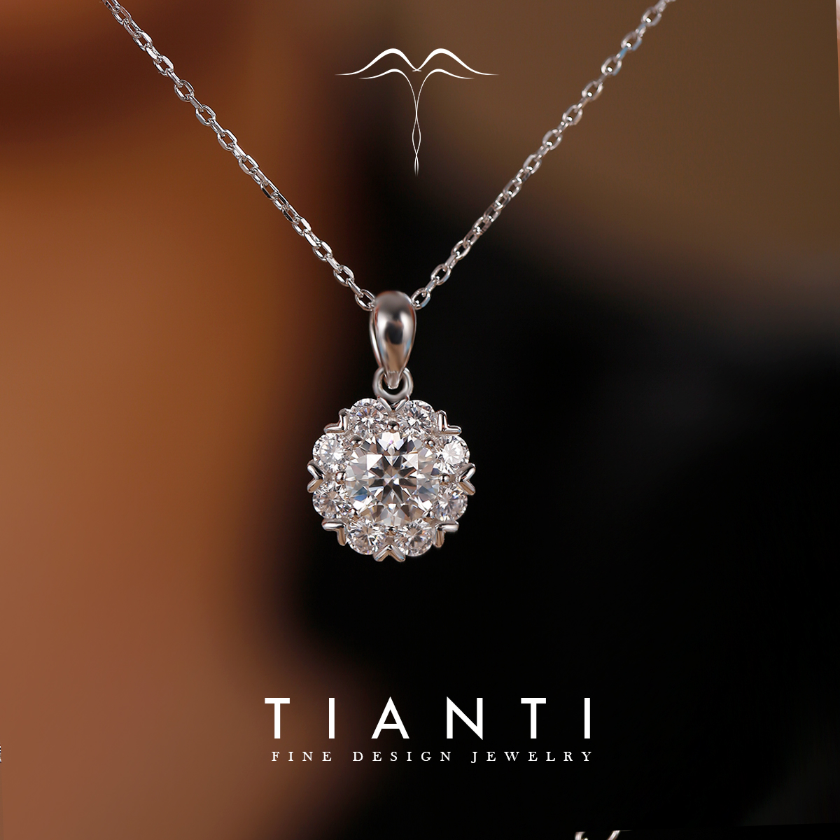 TIANTI天缇雪中精灵项链纯银S925新品女款吊坠轻奢锁骨链生日礼物