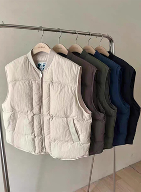 yuan标~ 韩国se*lf serv*ice白鸭绒叠穿羽绒马甲背心宽松外套冬