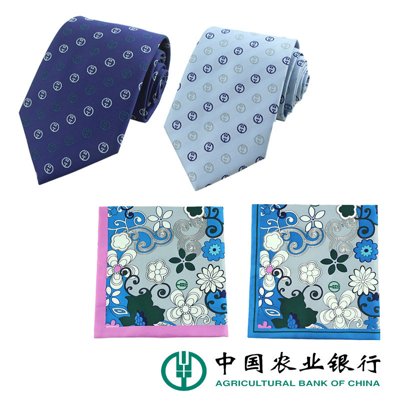 农业银行男士领带新款 懒人拉链女士农行丝巾领花头花 2019款包邮