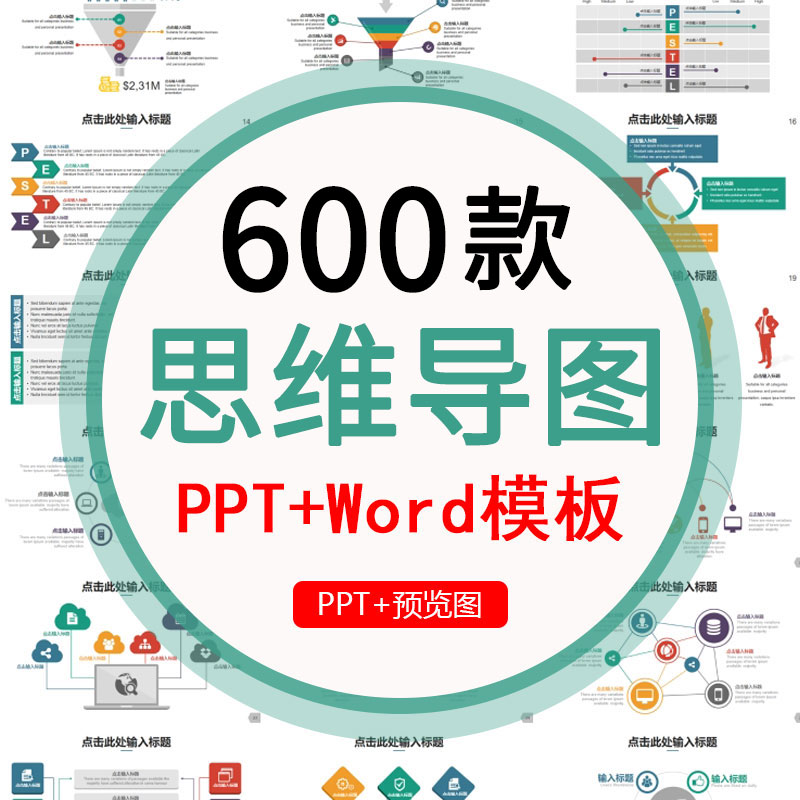 思维导图模板电子版ppt工作学习项目流程逻辑word鱼骨大脑树形图