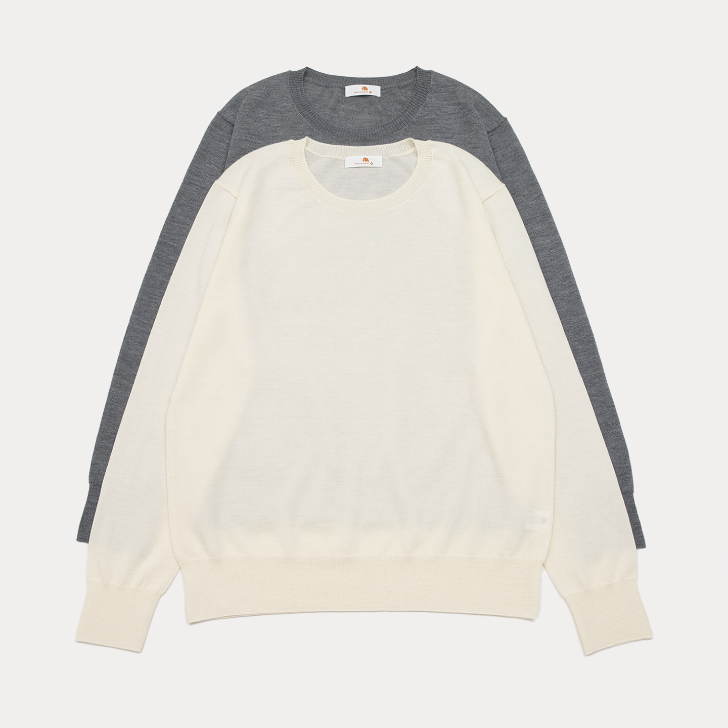 小金象 CASHMERE100% 女春秋轻薄精纺3/68基础圆领宽松长袖套头衫