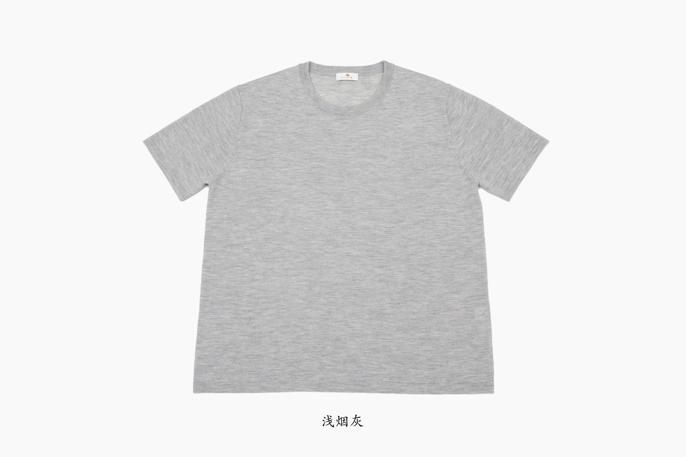 小金象 山羊绒 100% 男春秋16针精纺3股68支轻薄基础圆领针织短袖
