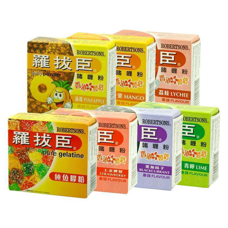 香港罗拔臣啫喱粉80g芒果菠萝荔枝草莓味纯鱼胶粉自制果冻布丁粉