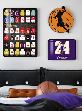 NBA明星科比乔丹篮球海报装饰画卧室床头背景墙壁画男孩房间挂画
