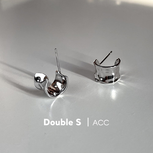 纯银宽面肌理凹凸感小号养耳洞