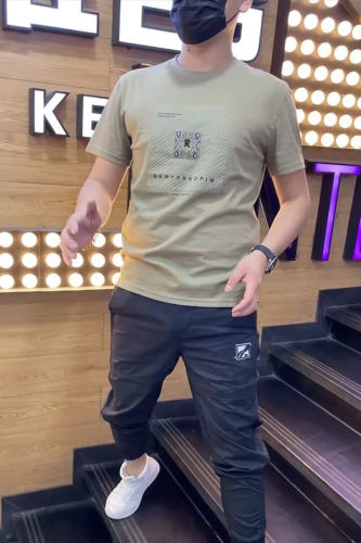 网红青年韩版修身短袖t恤衫薄款
