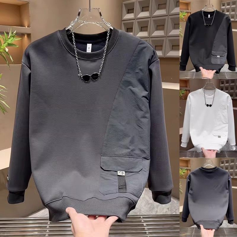 设计感口袋拼接美式韩版卫衣男士简约百搭加绒长袖秋冬个性打底衫,男装,卫衣,淘宝优惠券,粉丝福利购,淘宝优惠卷