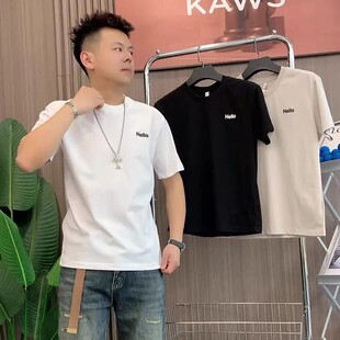 夏季男士潮流简约短袖T恤潮牌纯棉休闲半袖青年圆领修身打底衫潮