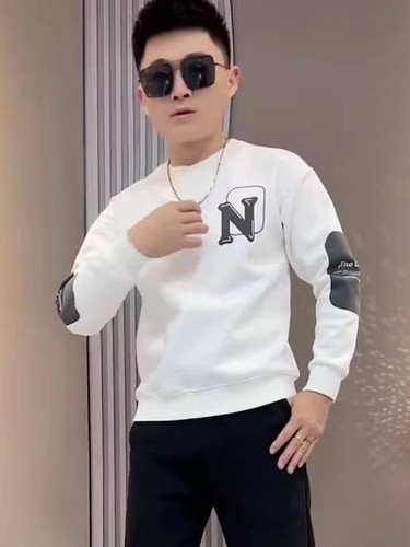 秋冬简约字母印花卫衣男网红修身