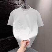 新款 圆领休闲百搭半袖 时尚 夏季 设计感国风刺绣短袖 T恤男士 打底衫
