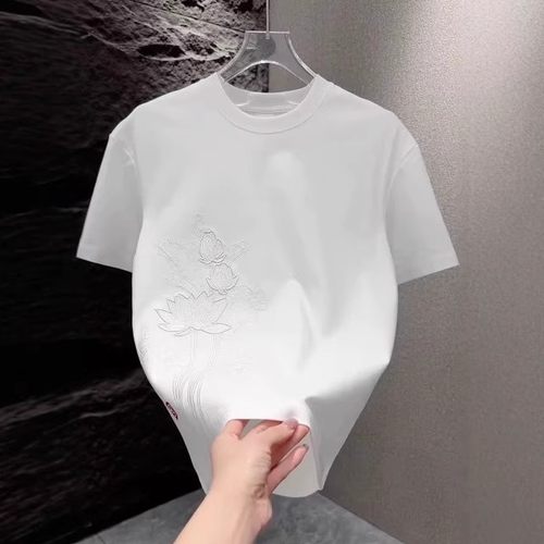 时尚设计感国风刺绣短袖T恤男士