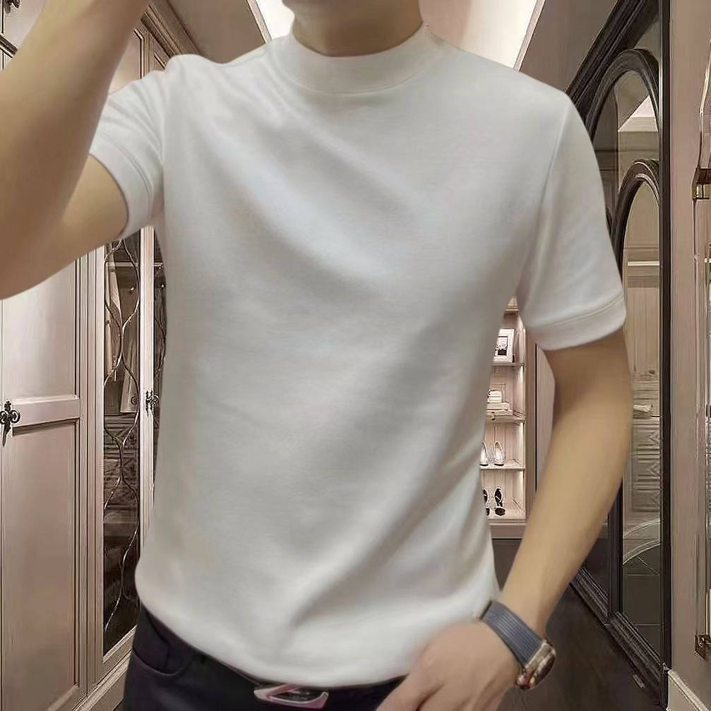 秋冬季加厚纯色德绒短袖t恤男士