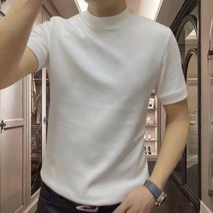 秋冬季加厚德绒短袖t恤男士纯色内搭上衣双面磨毛圆领半袖打底衫