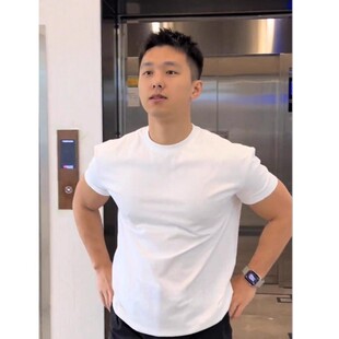 纯棉t恤2026新款短袖男款圆领正肩打底衫痞帅百搭修身半袖体恤衫