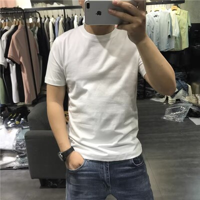 夏季净版纯色短袖男简约圆领T恤