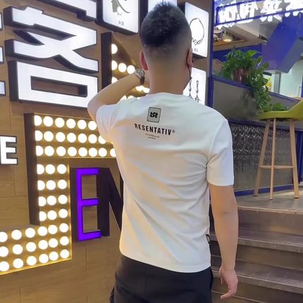 夏季潮牌简约字母印花短袖t恤男士青年痞帅时尚百搭修身半袖上衣