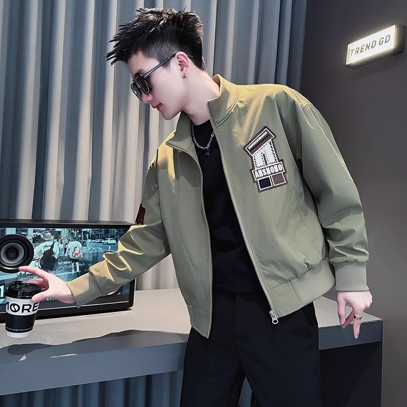 棒球领夹克男士字母刺绣痞帅外套