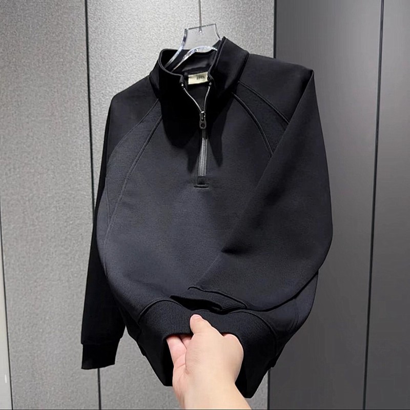 秋季新款半拉链拼接立领卫衣男士