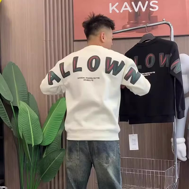 秋冬季设计感字母印花圆领卫衣男