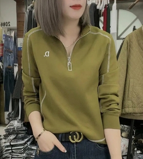 网红同款设计感小众立领刺绣卫衣女2026春秋新款休闲百搭拉链上衣