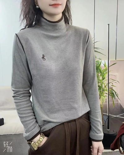 通勤百搭半高领双面德绒打底衫女2025冬新款加厚保暖内搭上衣绒衫