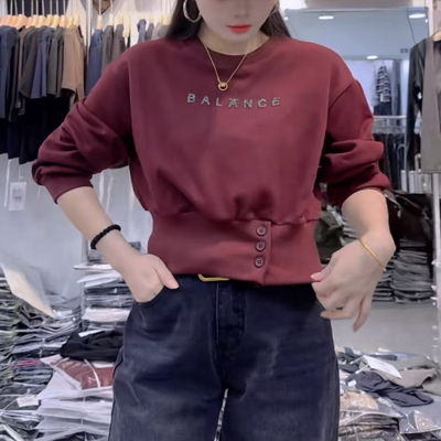 韩系设计感小众字母卫衣女上衣潮