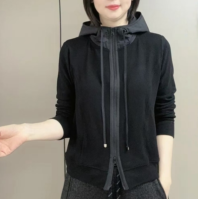 双面德绒连帽开衫卫衣女上衣帽衫