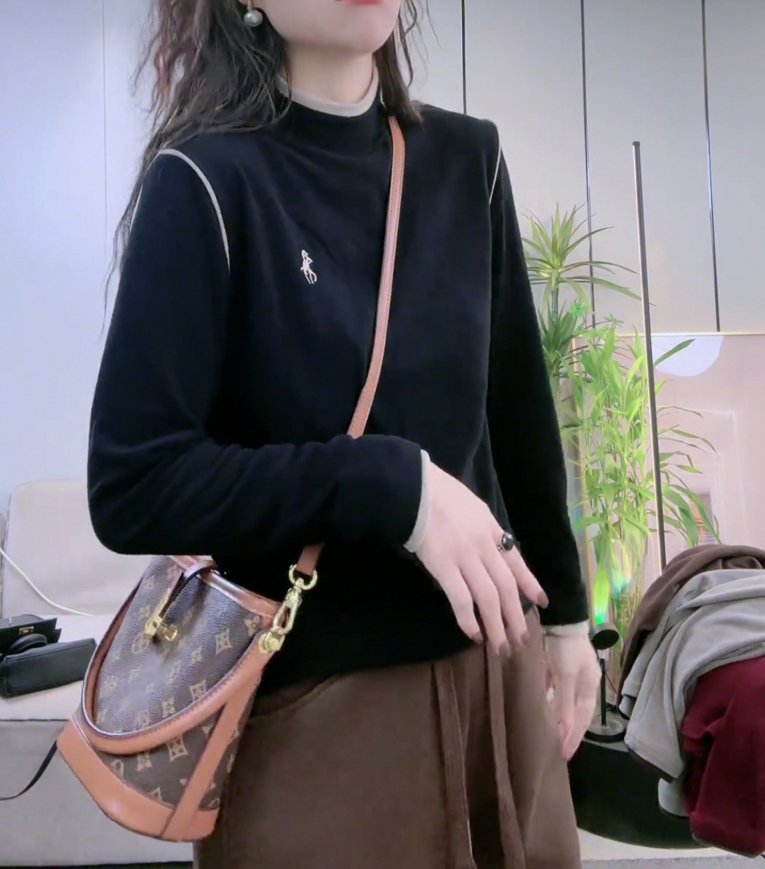 加厚半高领拼色双面德绒打底衫女2025冬新款百搭长袖内搭上衣绒衫