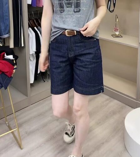 简约纯色直筒阔腿五分裤女2026夏季新款通勤百搭显瘦显高牛仔短裤
