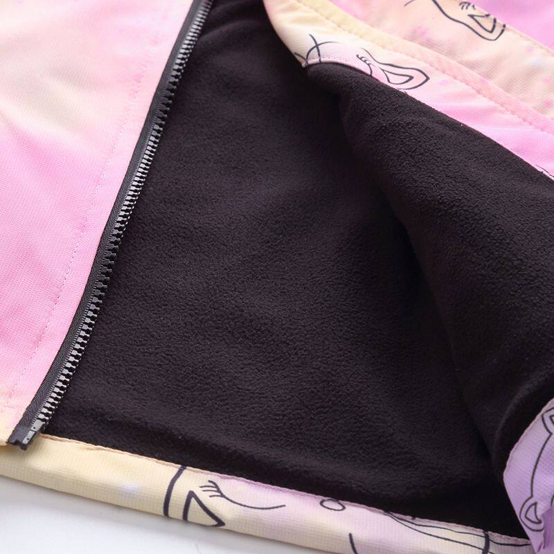 유럽과 미국의 대외 무역 어린이의 새로운 가을 겨울 방풍 재킷 소년과 소녀 그라데이션 색상을위한 캐주얼 후드 플러스 벨벳 재킷