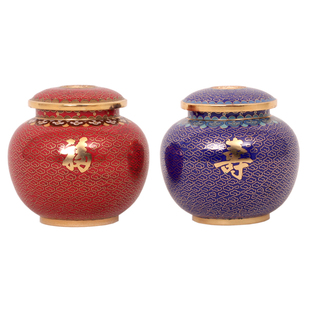 北京市珐琅厂铜胎掐丝珐琅 景泰蓝1号茶叶罐