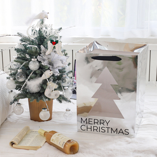 悦木 圣诞礼品袋开窗手提袋圣诞树包装袋圣诞节礼物袋子高档纸袋