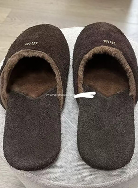 牛皮~葡萄妈同款秋冬外穿毛毛拖女时髦包头懒人穆勒平底拖鞋